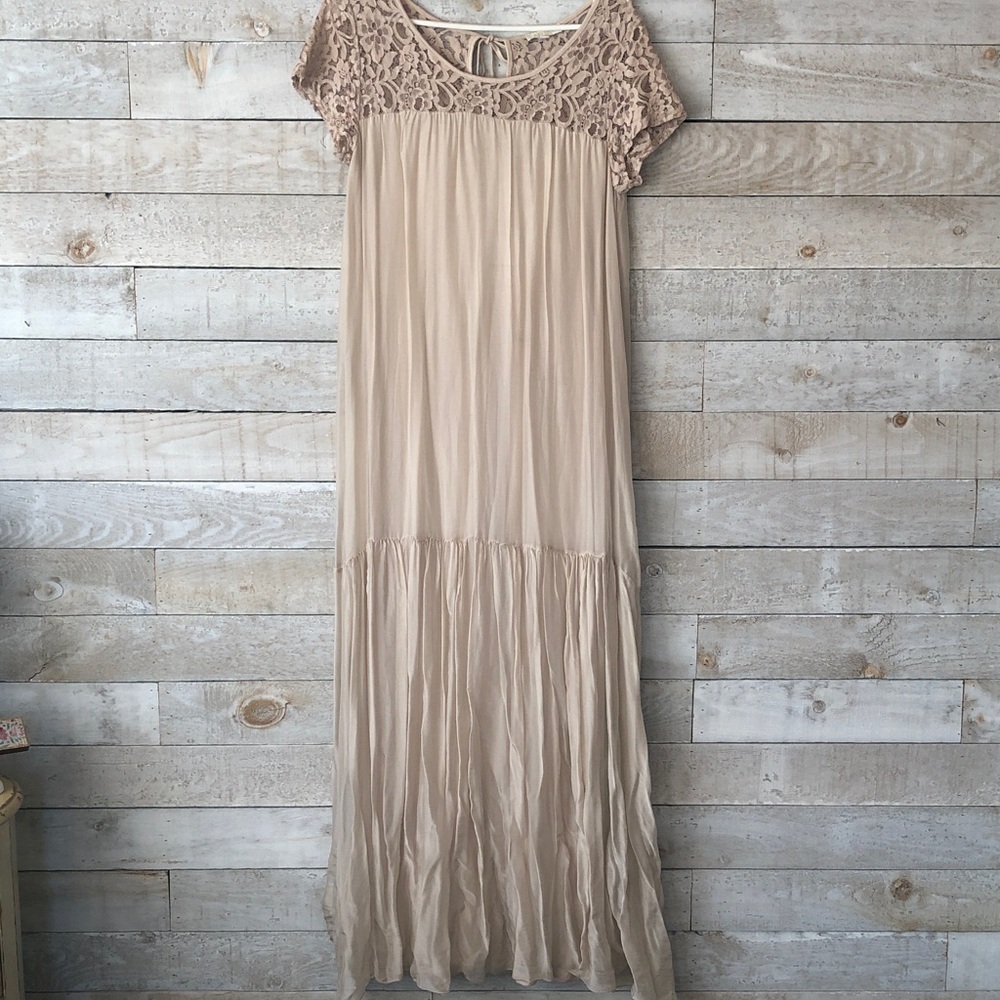 Keysha Silk Ruffle Maxi Dress Lace top - Picture 2 of 13